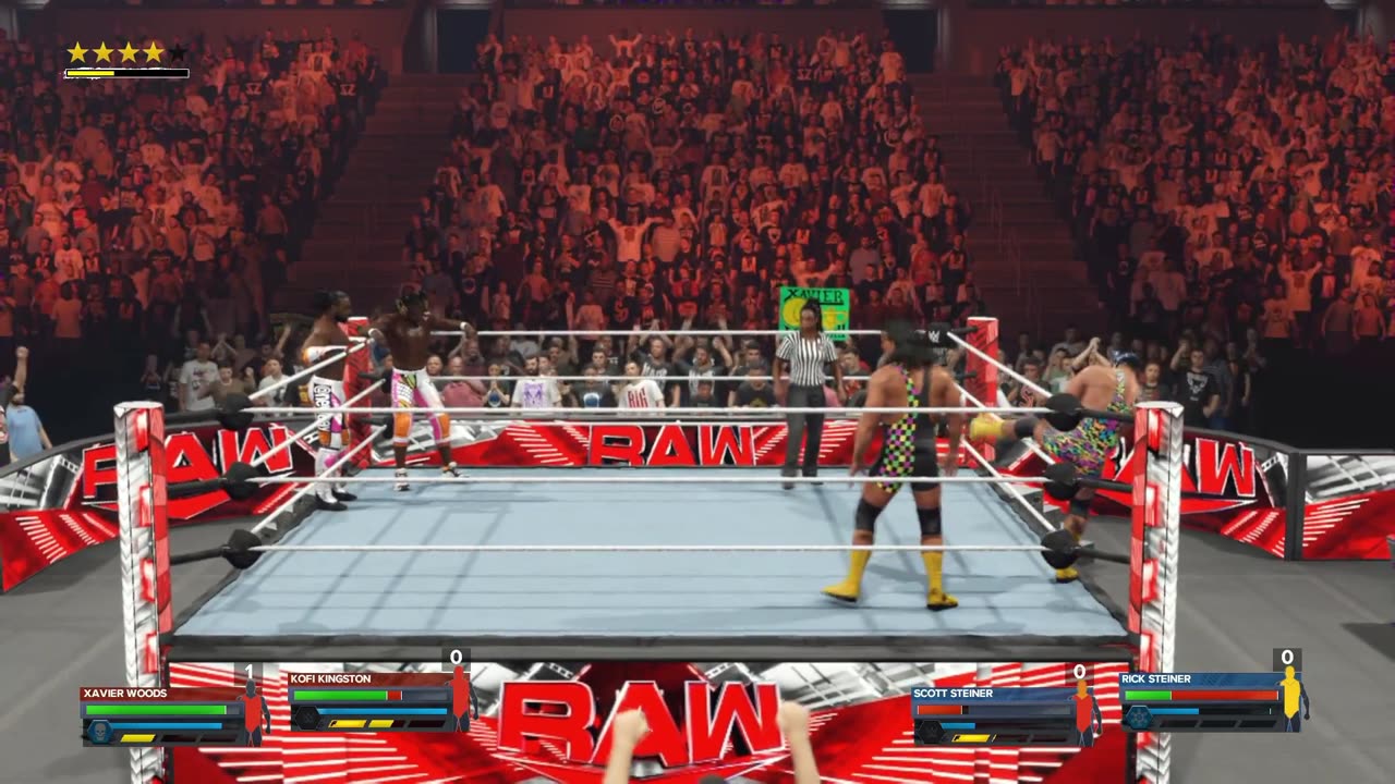 Kofi Kingston and Xavier Woods VS Scott Steiner and Rick Steiner at Raw Season 1 Episode 17