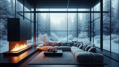 "Serene Winter Woodland Ambience: Snowfall on Windows & Crackling Fireplace, Relax, Study, & Sleep