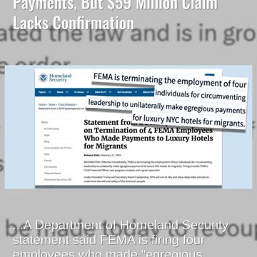 Fact Check: FEMA To Fire Employees Over NYC Hotel Payments But $59 Million Claim Unconfirmed