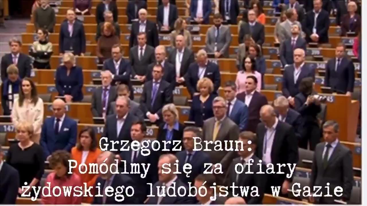 🇵🇱🇪🇺 G. Braun interrupted Holocaust propaganda at the EU with a call to prayer for Gaza.