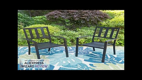 Set of 2 Patio Outdoor Dining Chairs Metal Stackable Bistro Chairs Review