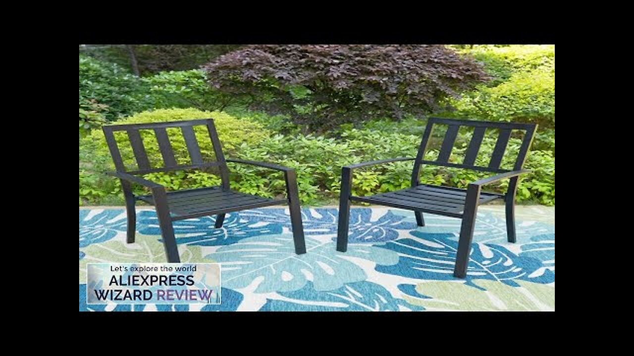 Set of 2 Patio Outdoor Dining Chairs Metal Stackable Bistro Chairs Review