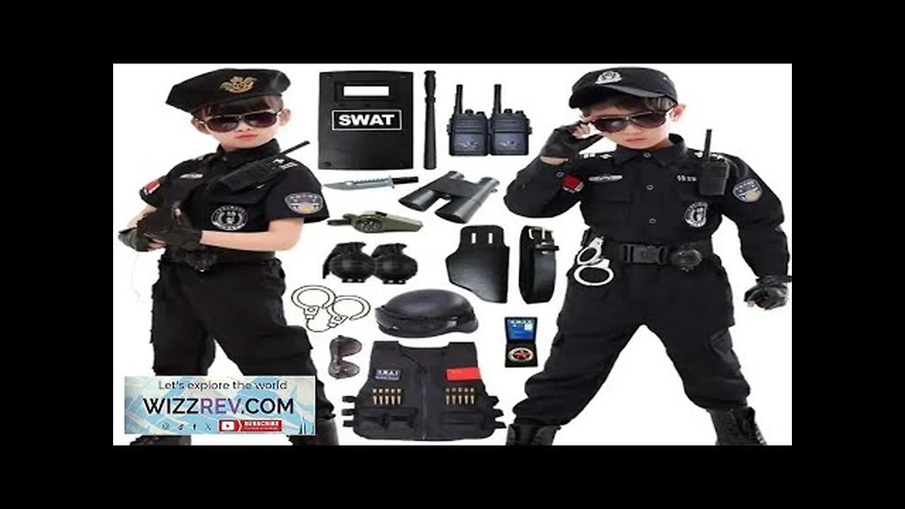 New Kids Uniform Police Costumes Cosplay Kids Police Top Pants Hat Dress Review