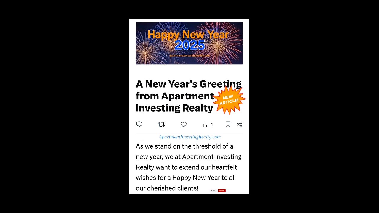 New Year's Greeting ~ Apartment Investing Realty