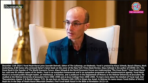 Yuval Noah Harari | "AI Is Different from Every Previous Technology Because It Is Not a Tool It Is An Agent. It Can Make Independent Decisions. AI Is Able to Decide to Things By Itself." - December 11th 2024