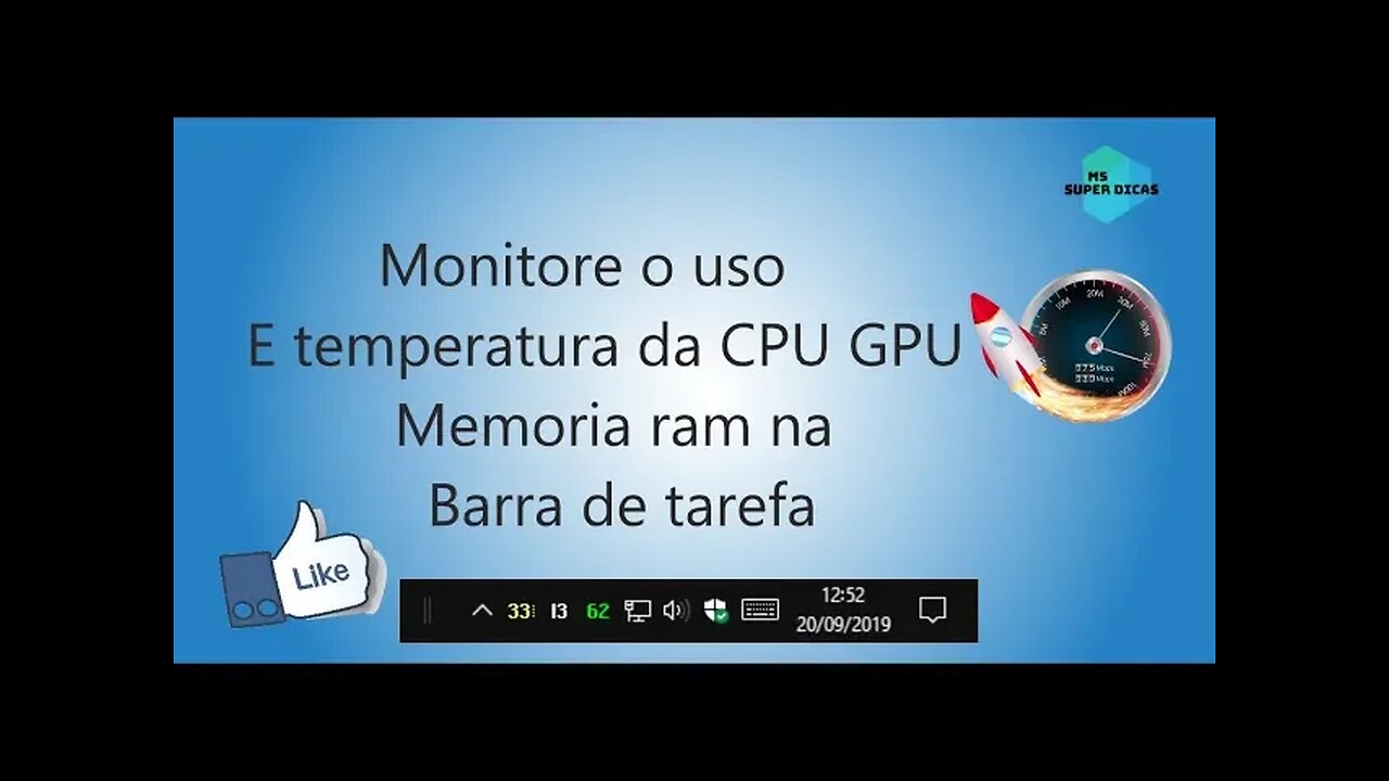 Monitore o uso e temperatura do CPU,GPU Memoria ram na Barra de tarefa