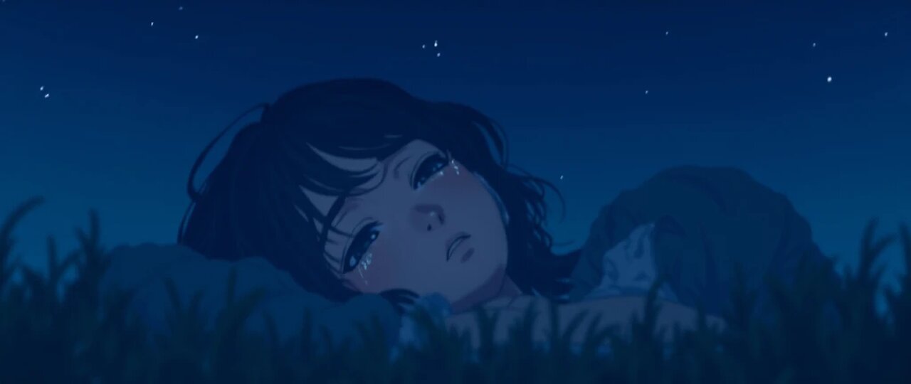 Sad Anime Girl Listening to Hip Hop Night of Reflection
