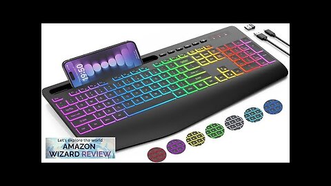 SABLUTE Wireless Keyboard with 9 Backlit Effects Wrist Rest Phone Holder 2.4G Review