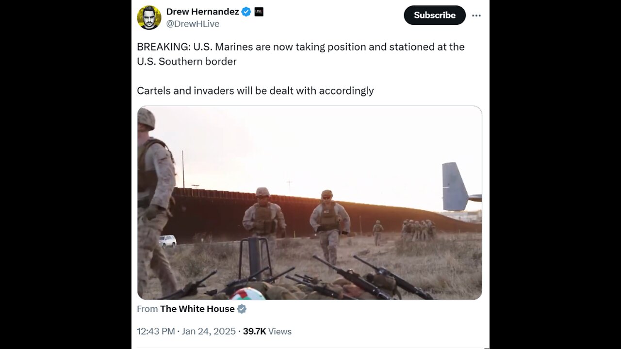 BREAKING: U.S. Marines are now taking position and stationed at the U.S. Southern border