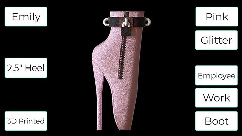 Emily Miniature Ballet Boots in Pink Glitter. Employee Work Boot | 3D Printed Shoes on Turntable