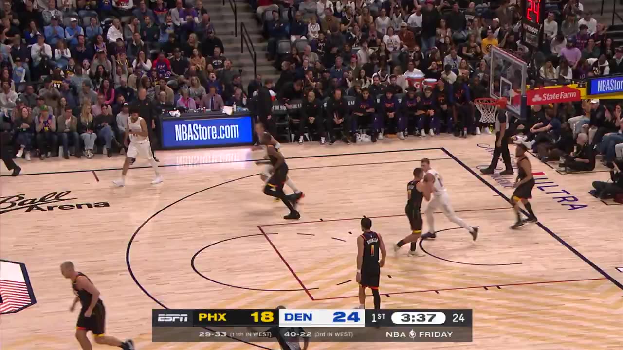 NBA - Nikola Jokić wide open 3. Jamal Murray STEAL & STUFF.