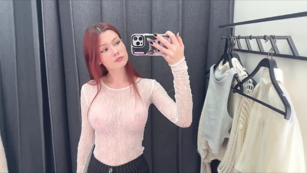 [4K] Sheer White Blouse Try On Haul