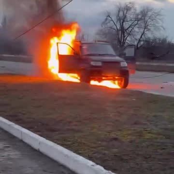 Aftermath of Drone Strike on Vehicle Chased Around Donetsk City