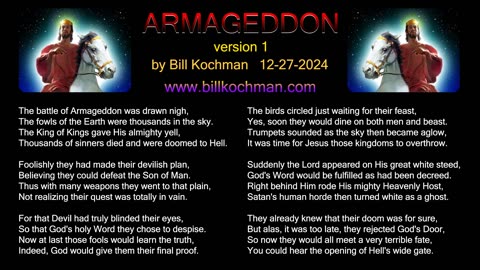 Armageddon (version 1) -- a song by Bill Kochman.