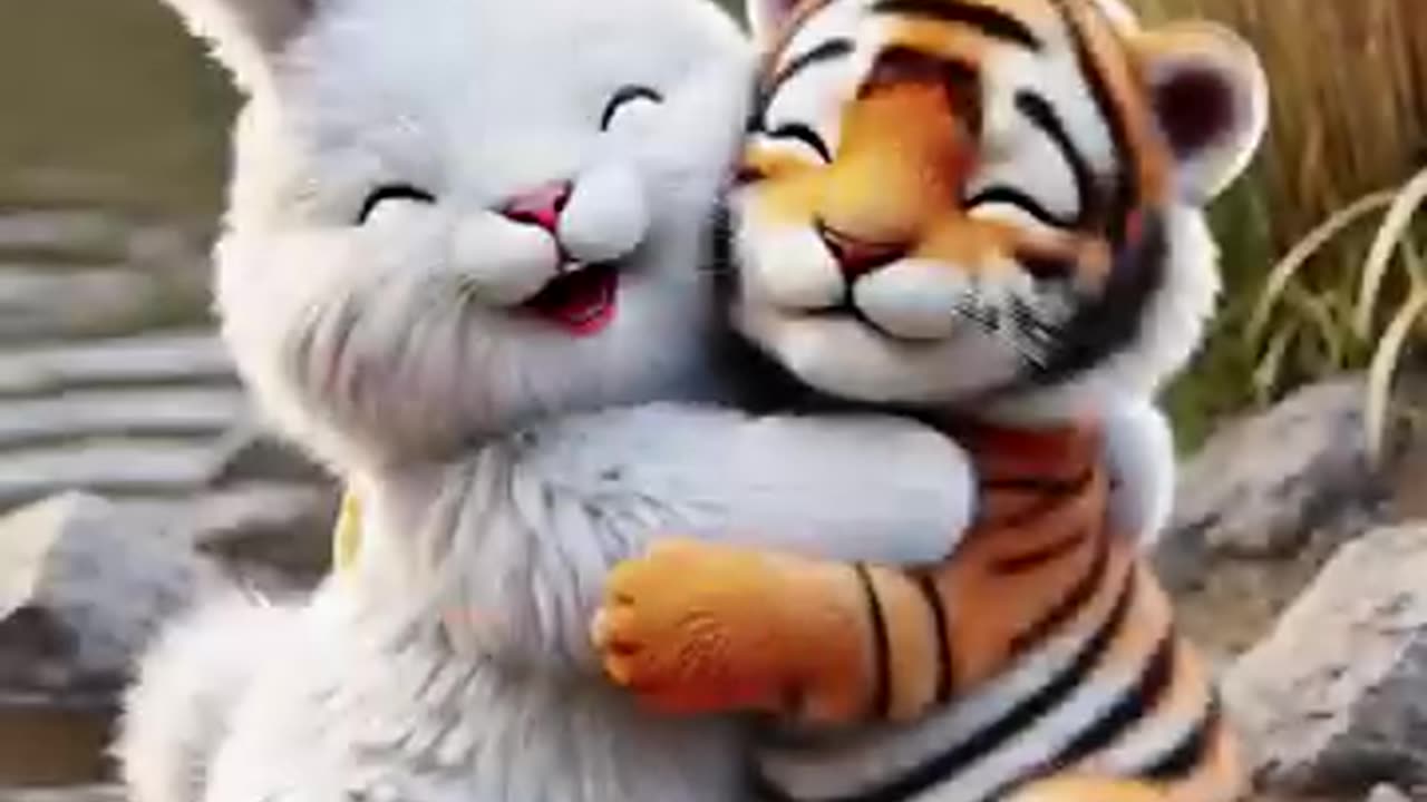 Cute rabbit saves poor little tiger cub 🐰 #RabbitRescue #CuteAnimals #AnimalRescue