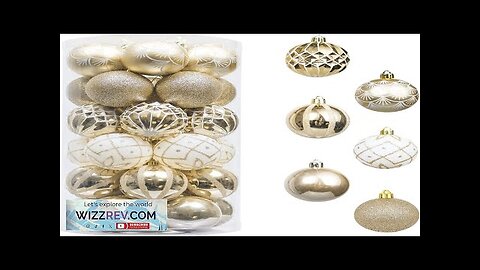 Valery Madelyn Christmas Ornaments Set 30ct White and Gold Shatterproof Christmas Tree Review