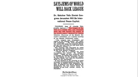 The league of Nations is who’s idea? NYT New York Times article August 18, 1922