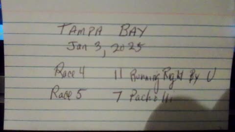 Tampa bay horse racing longshots January 3rd 2025