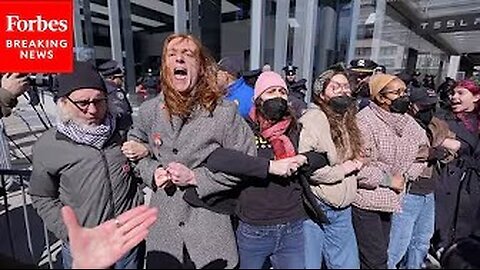 RAW VIDEO: NYPD Officers Arrest Anti-Elon Musk Protesters Demonstrating In NYC Tesla Showroom