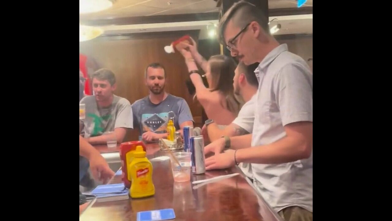 Drunk, Obnoxious Woman Squirts Ketchup All Over Two Men At The Bar Area On A Norwegian Cruise Line