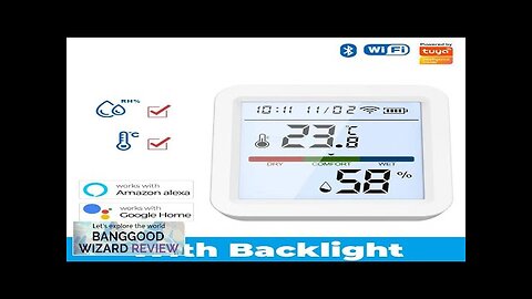 Smart Wifi bluetooth/Zigbe Temperature Humidity Sensor with Backlight Real-Time Monitoring Review