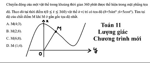 Toán 11: Chuyển động của một vật thể trong khoảng thời gian 360 phút được thể hiện trong mặt