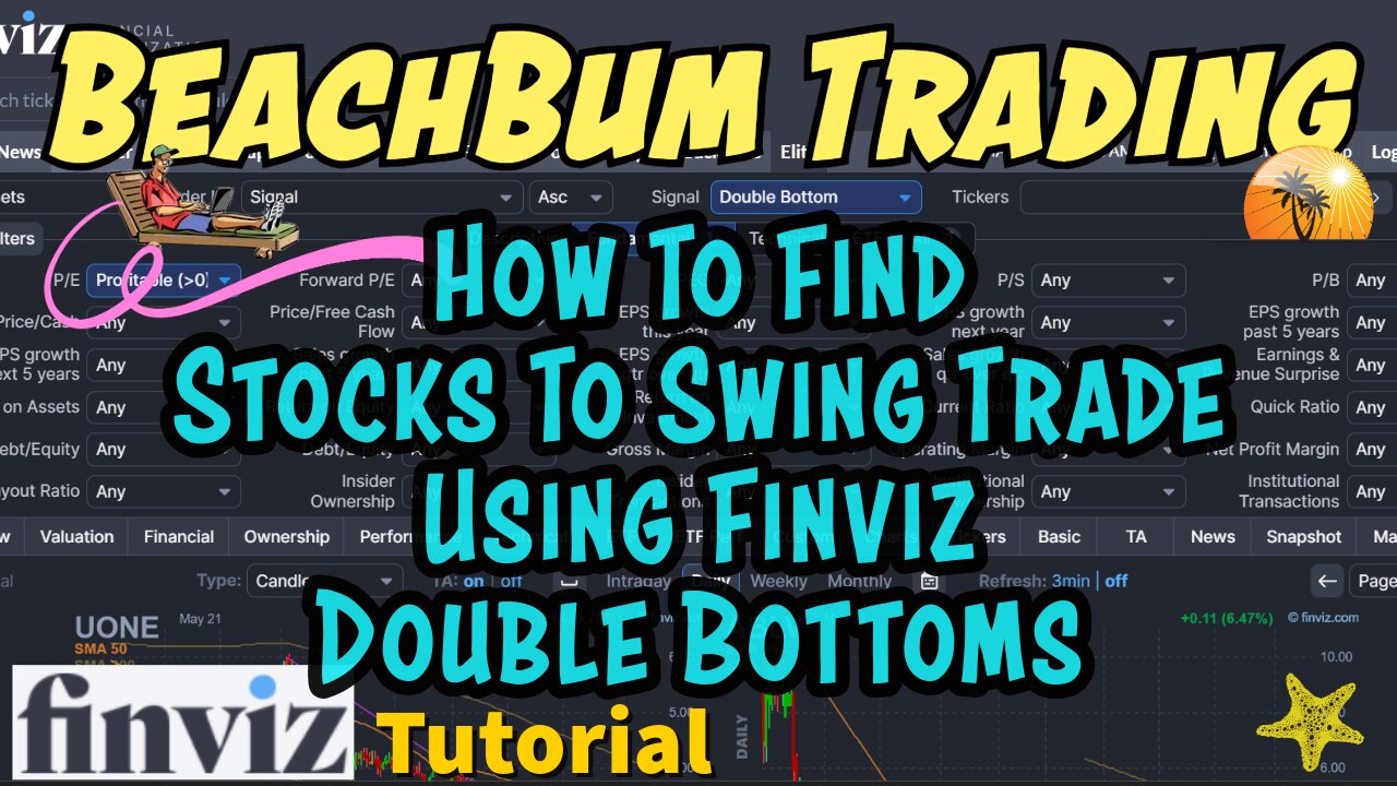 How To Find Stocks To Swing Trade Using Finviz | Double Bottoms