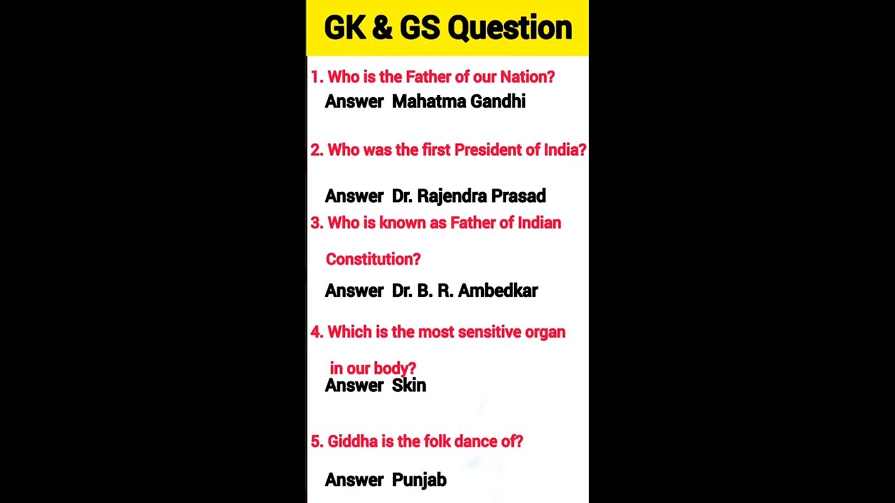 gk question and answers