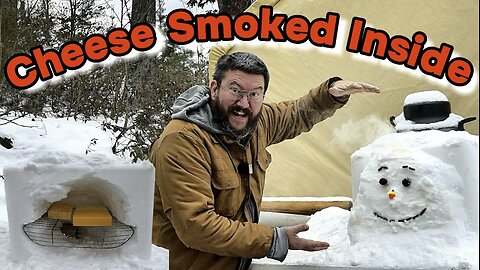 Smoking cheese inside snowman head