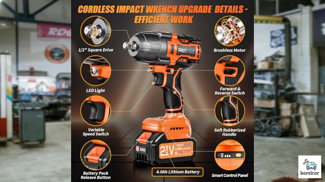 Protmex Cordless Impact Wrench, 900Ft-lbs (1200N.m