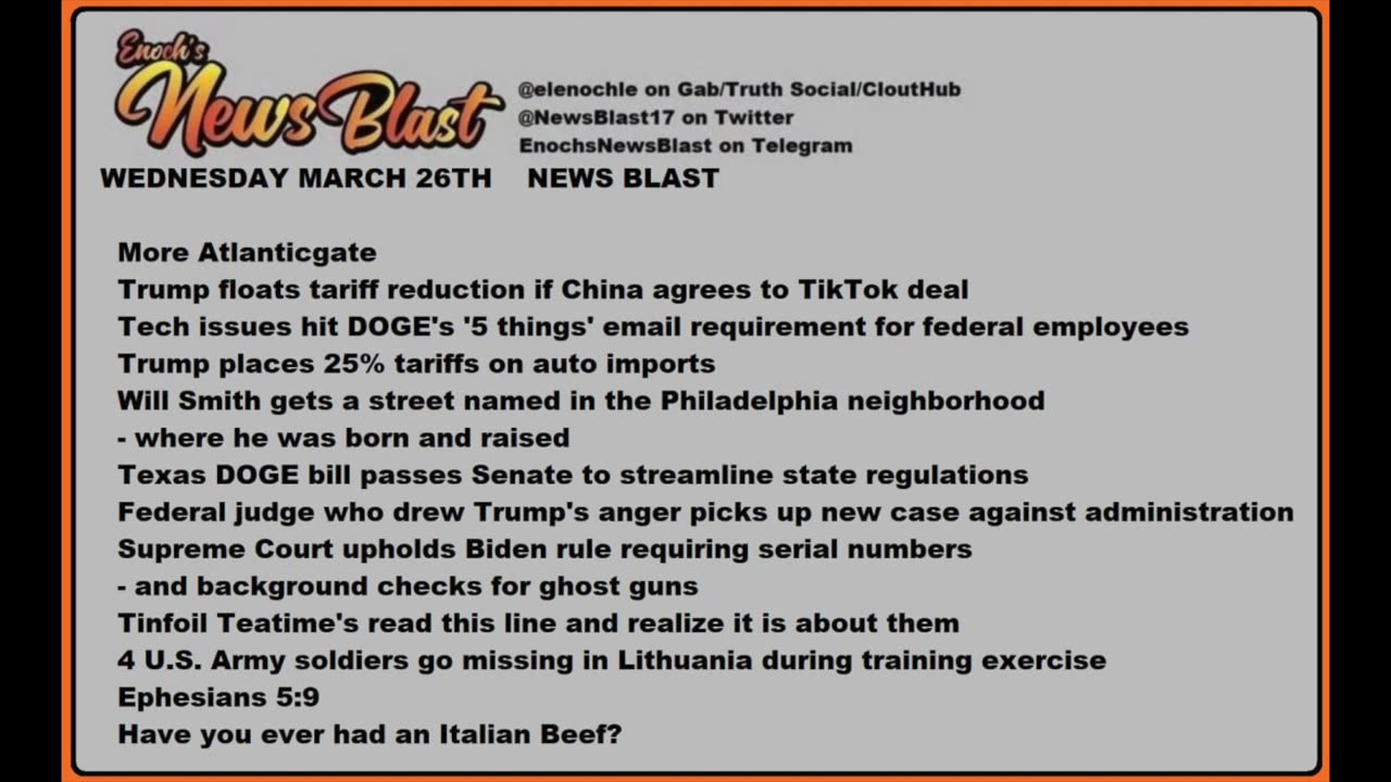 Wednesday, March 26, 2025 News Blast