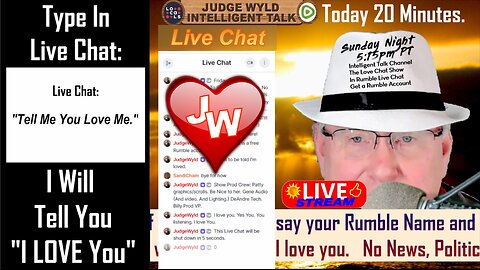 Live Stream LOVE CHAT 02 16 2025 Free: You Ask Me To Say I Love You-I Tell You I Love You-That's It!