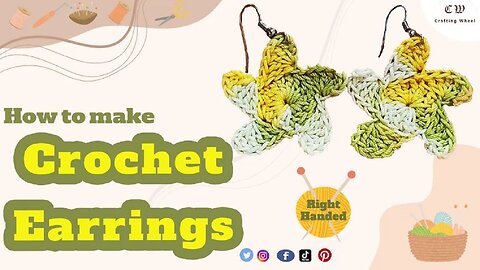 How to make a crochet flower earrings ( Right - Handed )