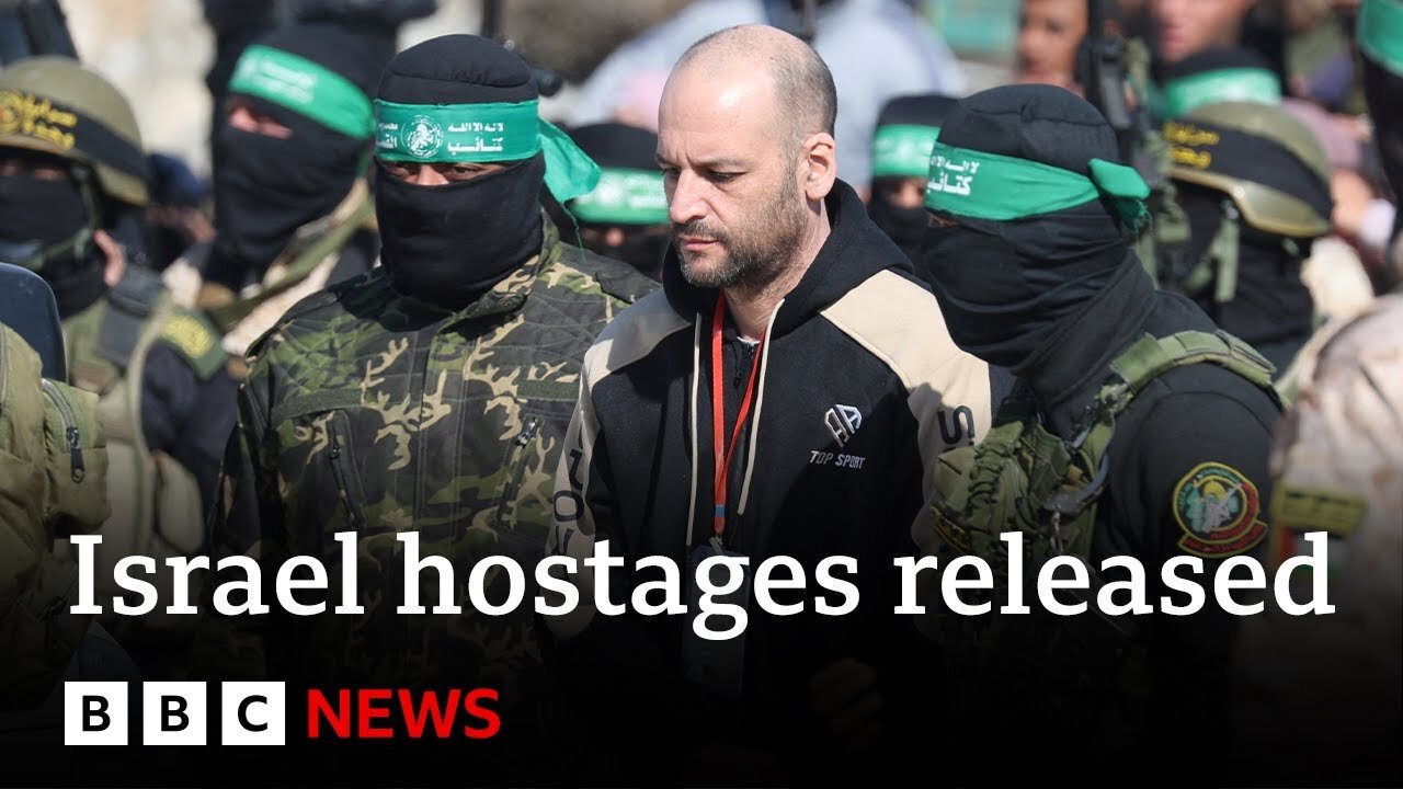 Hamas releases Palestinian prisoners after Hamas frees Israeli hostages in Gaza | BBC News