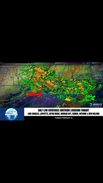 🌩️ Gulf Low Overtakes Southern LA Tonight! 2/18/25 #shorts #weather