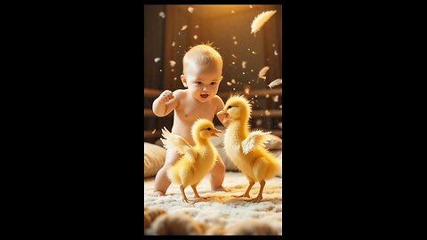 Cute Baby Playing with tinny duck babaies .🦥 🦆 #Duck #Babaies #Cutebabaies #babaiesplaying #Tre