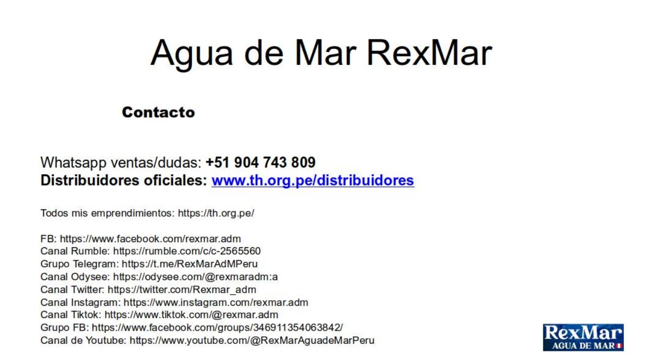 Charla agua de mar RexMar Perú www.th.org.pe 01/02/2025