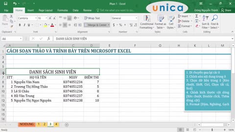 Bài 3 Cách soạn thảo và trình bày trên Microsoft Excel