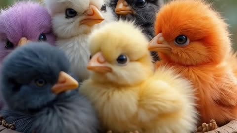 Cute chicks chirping-baby in bucket