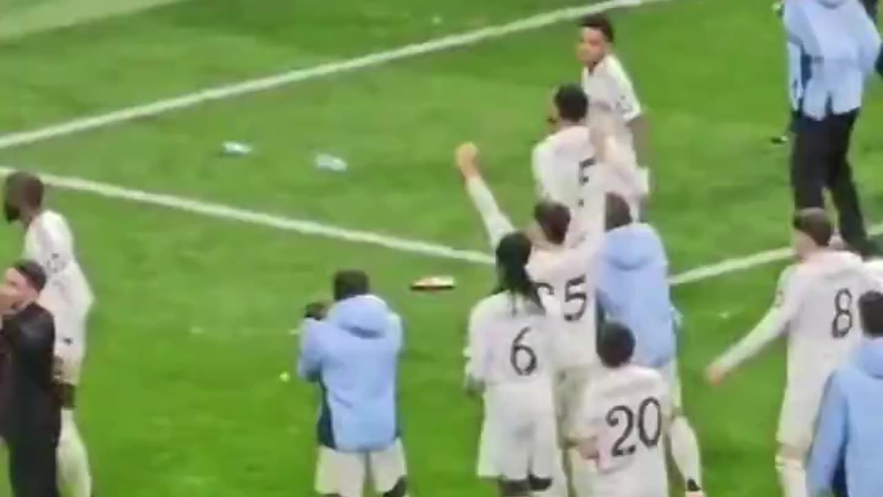 An Atletico Madrid fan threw a bottle and Bellingham tried to head it