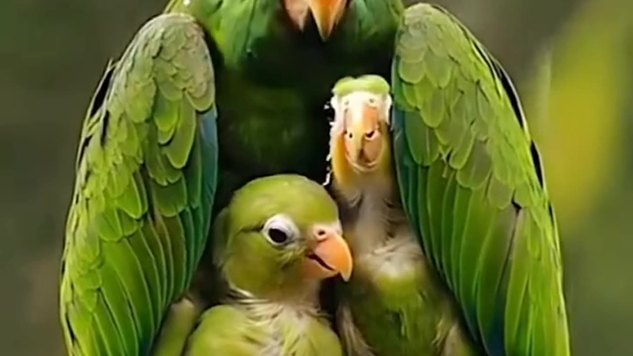 Beutiful bird saved his own little child