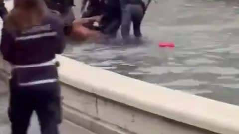 African Migrant naked in fountain - Italy