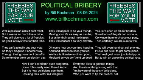 POLITICAL BRIBERY -- an original song by Bill Kochman.