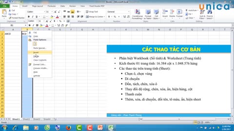 Bài 2 Các thao tác cơ bản trên trang tính