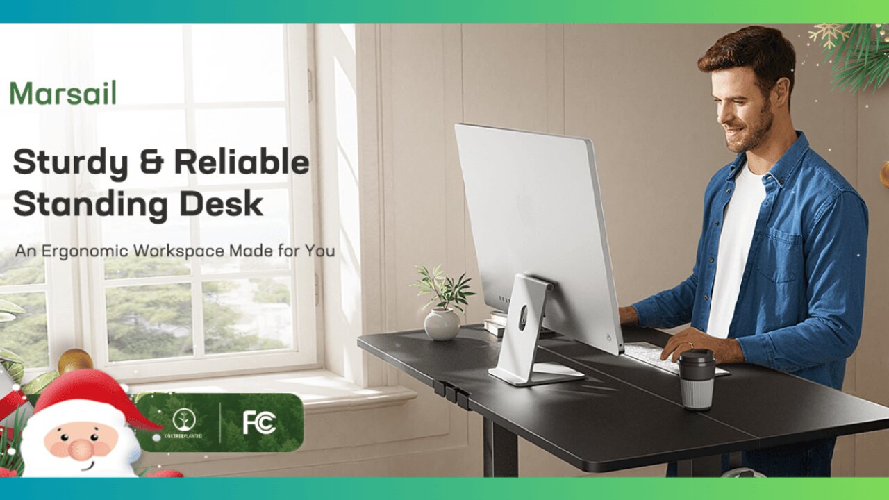 Marsail Electric Standing Desk Adjustable Height, 48 x 24 Inch Sit Stand up Desk for Home Office