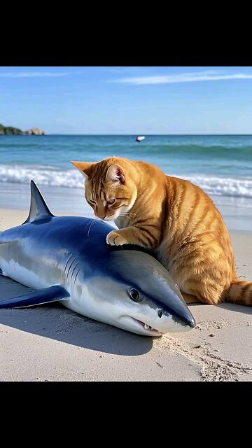 When the Cat Becomes the Fisherman! 🐱🎣🐟"