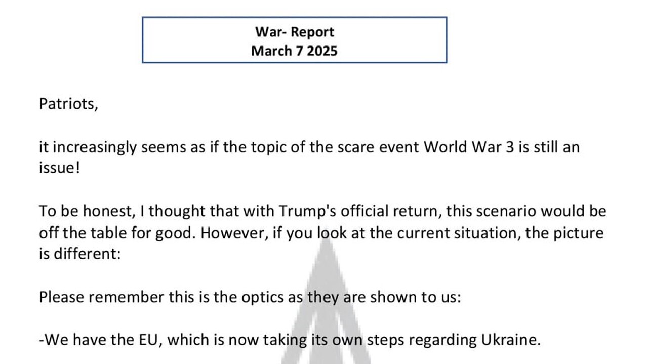 WAR REPORT - MARCH 7 2025 - THE SCARE EVENT