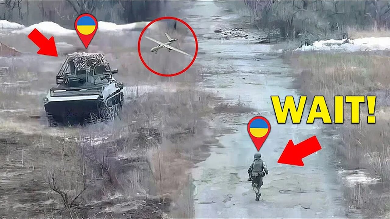 Russian FPV Drones Ambush and Devastate Large Ukrainian Tank Convoy