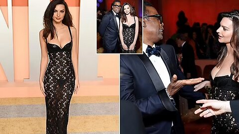 Emily Ratajkowski Flirts with Chris Rock at Oscars