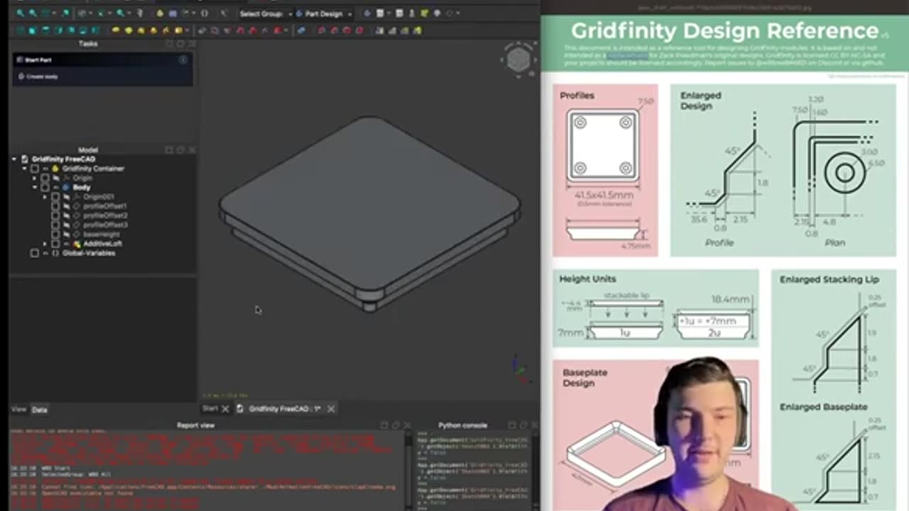 Gridfinity FreeCAD Tutorial: Part 3 - Creating an Additive Loft using Sketches as Cross-Sections